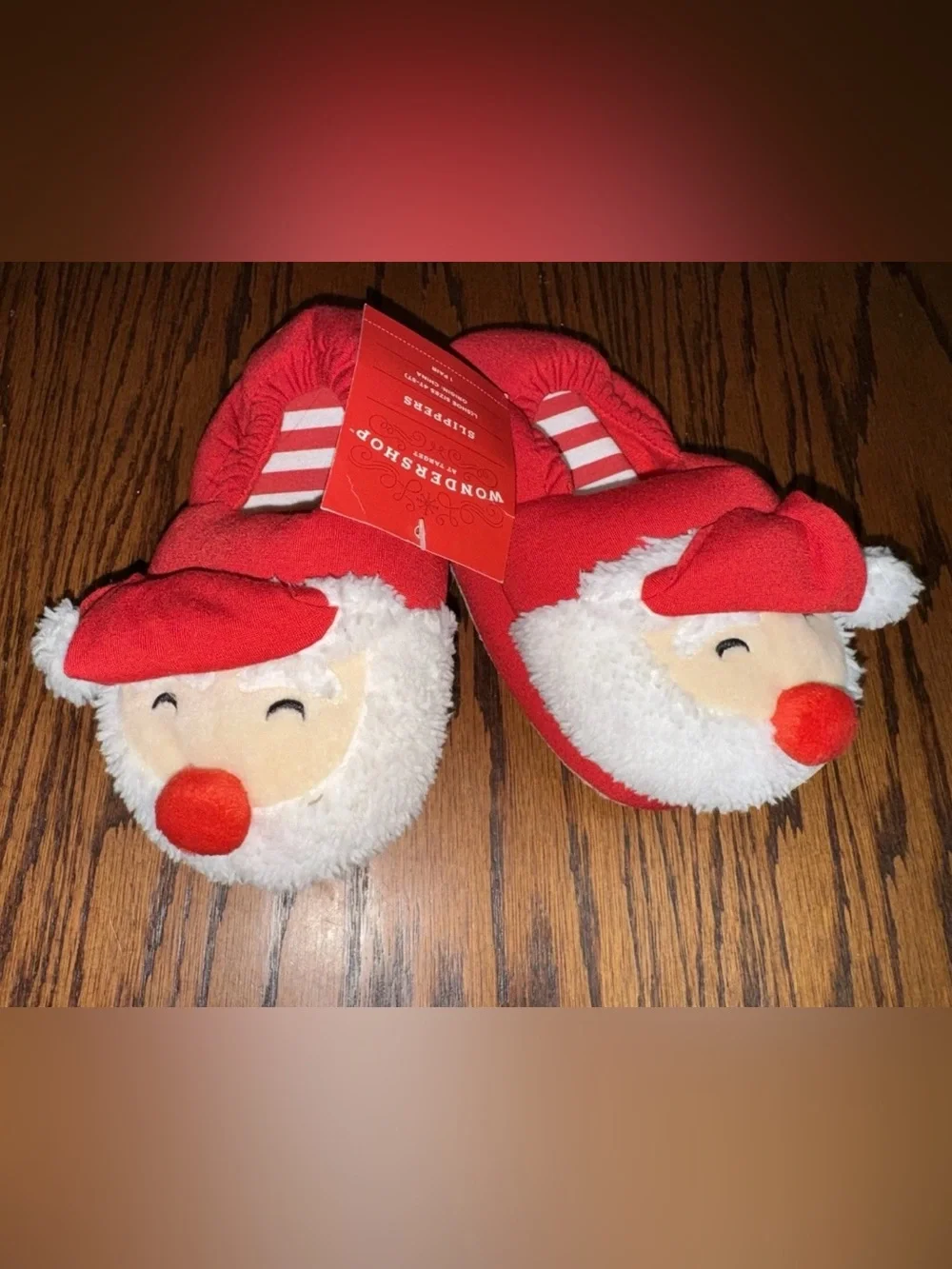 NWT Boys Girls Santa Slippers Light Up Nose Large 4T / 5T Christmas Holiday 8-13